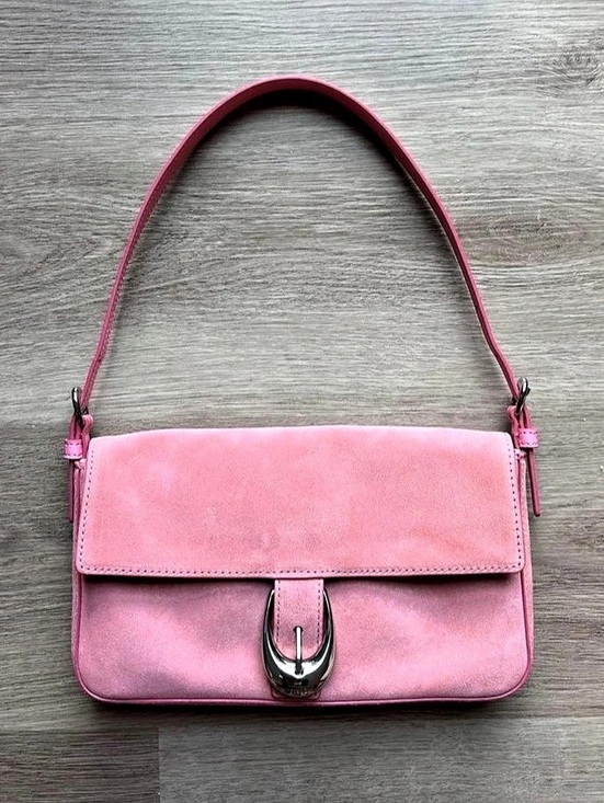 STAUD Handbags - STAUD Harlow Suede Shoulder Bag Pink